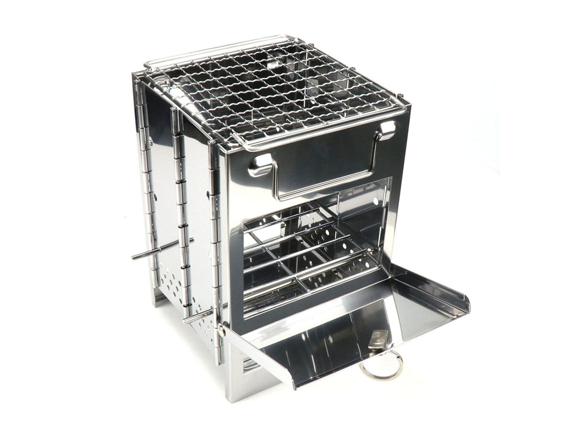 Parrilla De Carbón Plegable De Acero Inoxidable Con Altura Ajustable Para Barbacoas Al Aire Libre, Acampadas Y Picnics.