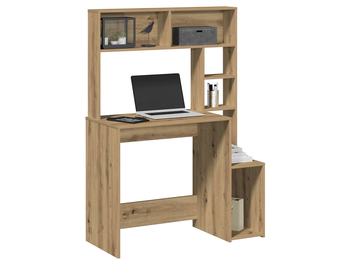 Escritorio | Mesa | Escritorio con estantes fabricado en madera de roble artesanal.