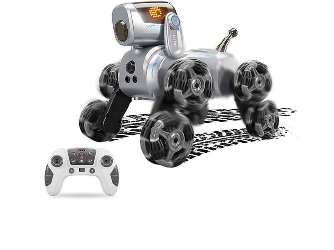 Perro Robot Interactivo Con Ladridos Y Música - Juguete Acrobático Inteligente Con Radiocontrol Para Niños De 8 A 13 Años (plateado)