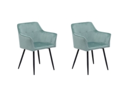 Conjunto de 2 cadeiras estofadas BELIANI Jasmin de Veludo Verde 60x49x91