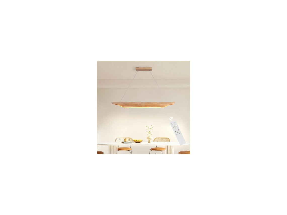 Zmh Lámpara Colgante Comedor 90cm Lámpara Colgante De Madera Moderna Regulable Con Control Remoto