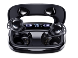 YEMAESRE Auriculares Bluetooth sin tiempo de reproducción, resistentes al agua, con cancelación de ruido, color negro