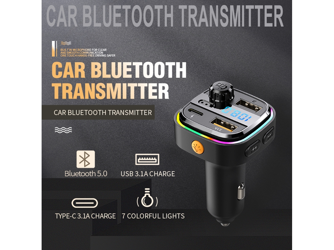 Transmisor Bluetooth Fm Dual Usb Manos Libres V4.1 Carro Mic