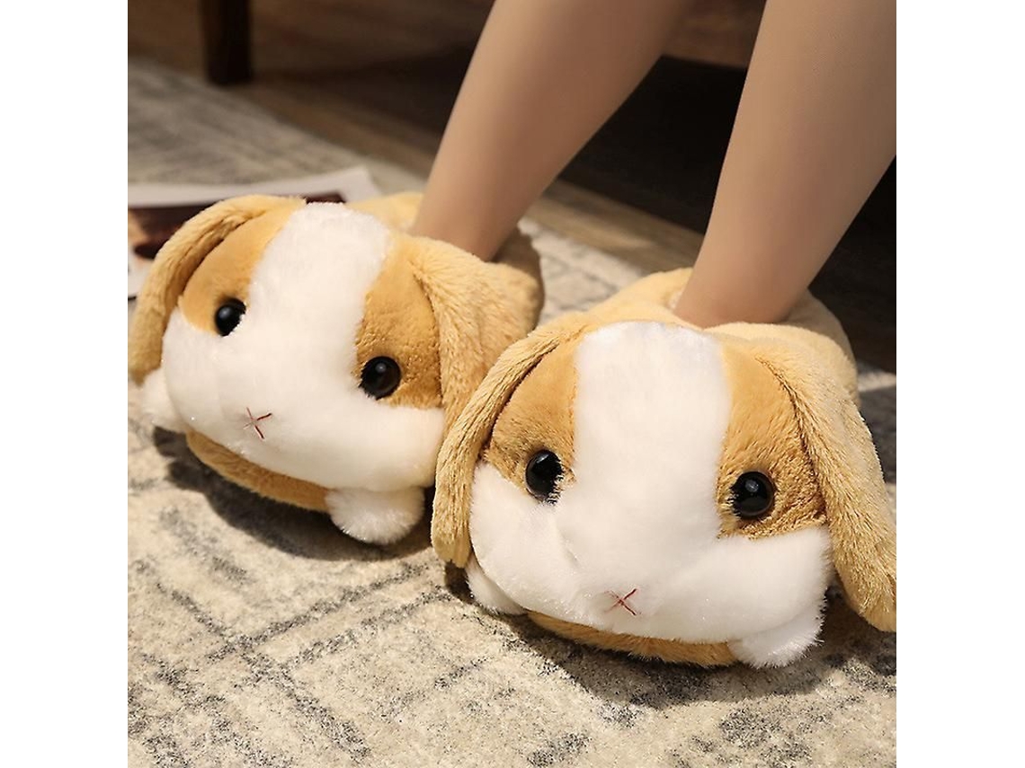 Pantuflas De Peluche Con Forma De Conejo, Hámster O Perro, Cómodas Y Antideslizantes Para El Invierno.