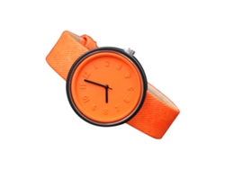 Reloj De Pulsera Para Pareja De Estudiantes Con Números Arábigos Y Correa De Pu Naranja.