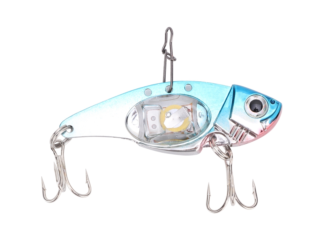 Señuelo De Pesca Artificial Con Led Metálico, Señuelo 3d Con Anzuelo Triple Para Peces, Azul