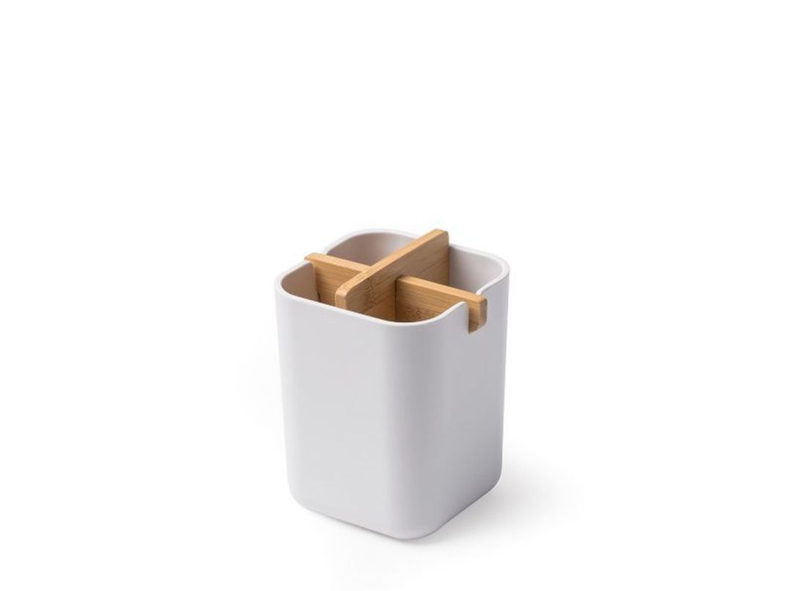 2026-porta Cepillos De Dientes De Bambú Multifuncional Compacto Para Viajes Y Baños Pequeños (blanco)