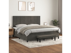 Cama Box Spring Con Colchón Terciopelo Gris Oscuro 200x200 Cm