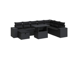 Conjunto 9 De Sofás Para Jardín VIDAXL Negro Poli Ratán(100 x 55 x 73 cm)