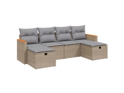 Conjunto 6 de sofás jardín con cojines beige mezcla VIDAXL ratán PE