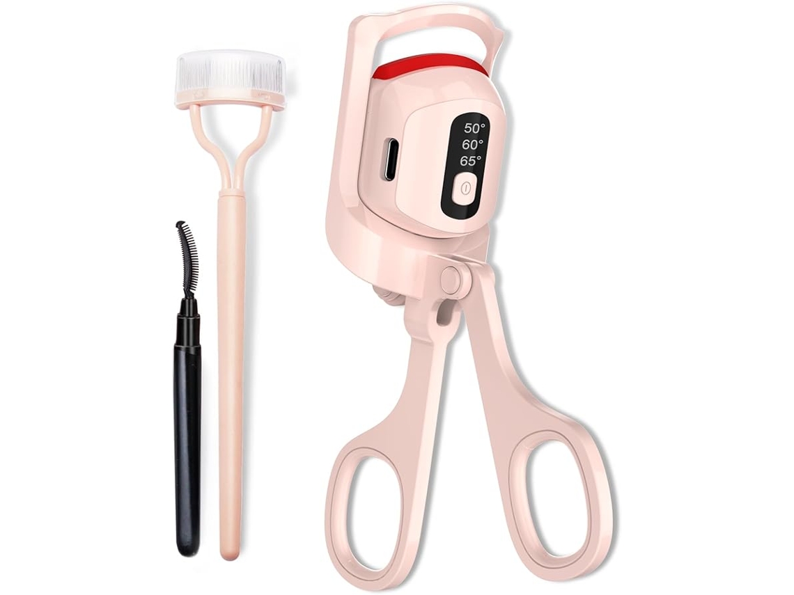 Curler De Pestañas Calentado, Pantalla De Temperatura Curler De Pestañas Calentado Con Herramienta Separadora Y Cepillo (rosa)