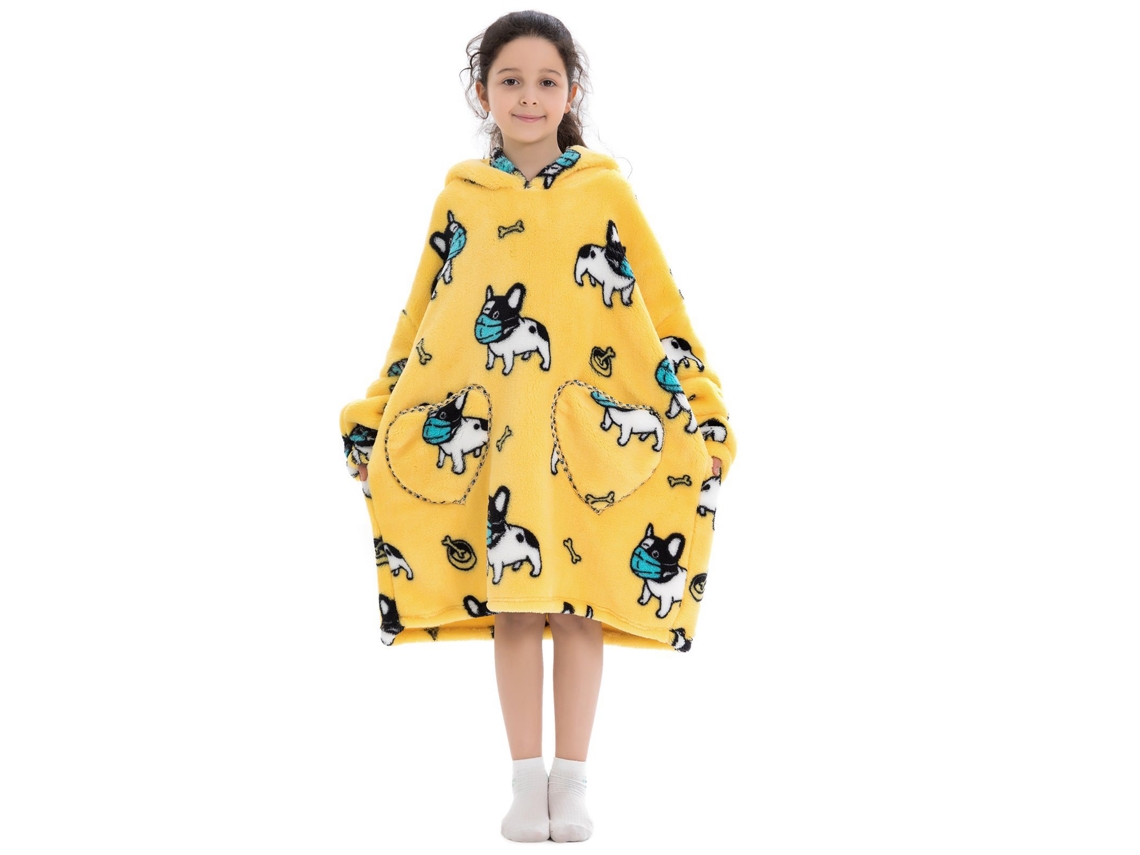 Pijama Infantil Extragrande De Franela Con Estampado De Dibujos Animados, Cálido Y Suave.