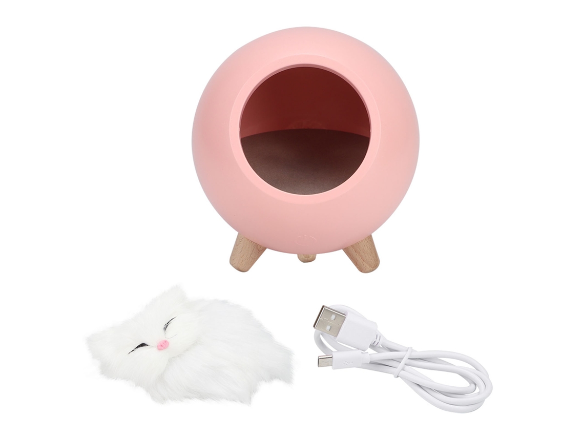 Linda luz nocturna LED rosa con forma de gato para mascotas, ideal para el hogar o el dormitorio.
