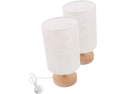 Juego De 2 Lámparas De Mesilla De Noche De Madera Estilo Nórdico Con Pantallas De Tela Suave, Luz Cálida Para Decoración.