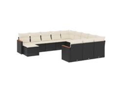 Maison Exclusive - Set De Sofás De Jardín 12 Piezas Cojines Ratán Sintético Negro