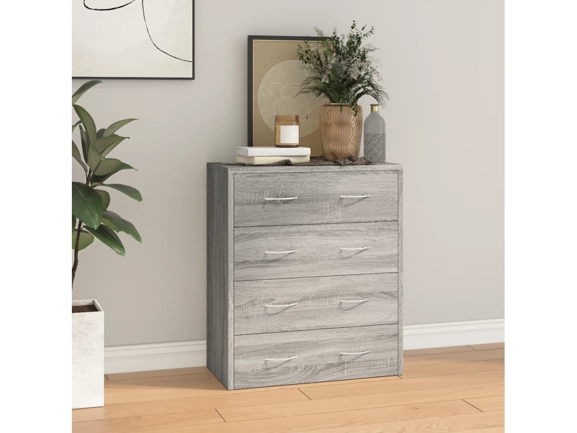 Aparador Con 4 Cajones Gris Sonoma 60x30,5x71 Cm