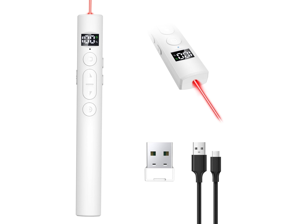 Presentador láser inalámbrico recargable para presentaciones de PowerPoint blanco Gertiz