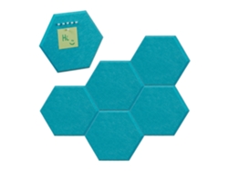 Relaxdays Set 6 Tableros De Fieltro Hexagonales, Fieltrogramas, Pizarras Anuncios, 26x30x0,9 Cm, Incl. Chinchetas, Azul