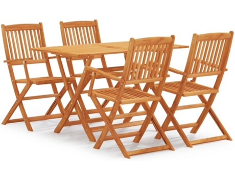 Conjunto 5 de comedor de jardín plegable VIDAXL madera eucalipto
