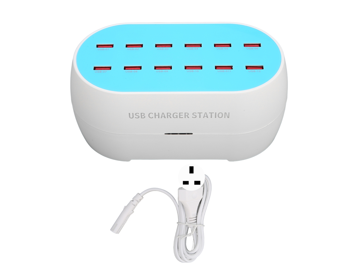 Estación de carga USB EOOCOO de 12 puertos y 120 W resistente al calor