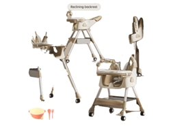 Trona para bebé, respaldo reclinable ajustable, diseño plegable, color caqui OEM