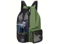 Bolsa de natación de malla con cordón ajustable y un bolsillo impermeable, ideal para nadar y practicar deporte. Verde.