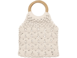 Bolso Tote Hecho A Mano Para Mujer En Cuerda De Algodón Blanca, Almacenamiento Para Tarjetas Y