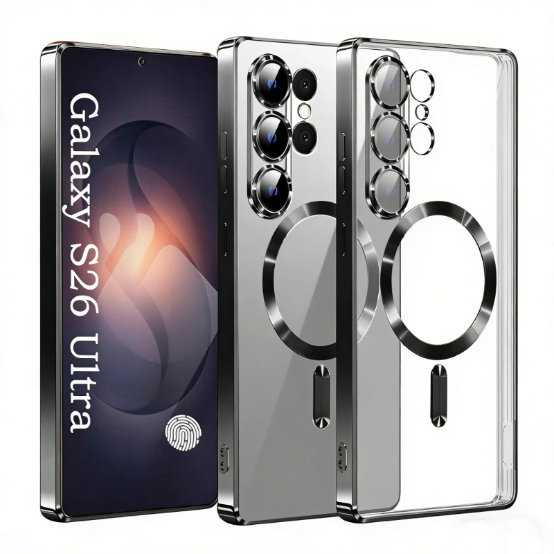 (galaxy S21 5g Negro) Compatible Con Funda Magnética Blanda De Samsung, Cubierta De Lente Transparente Galvanizada