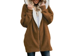 2026-abrigo Con Capucha Fluffy Para Mujer Chaqueta Forrada De Felpa Outerwear