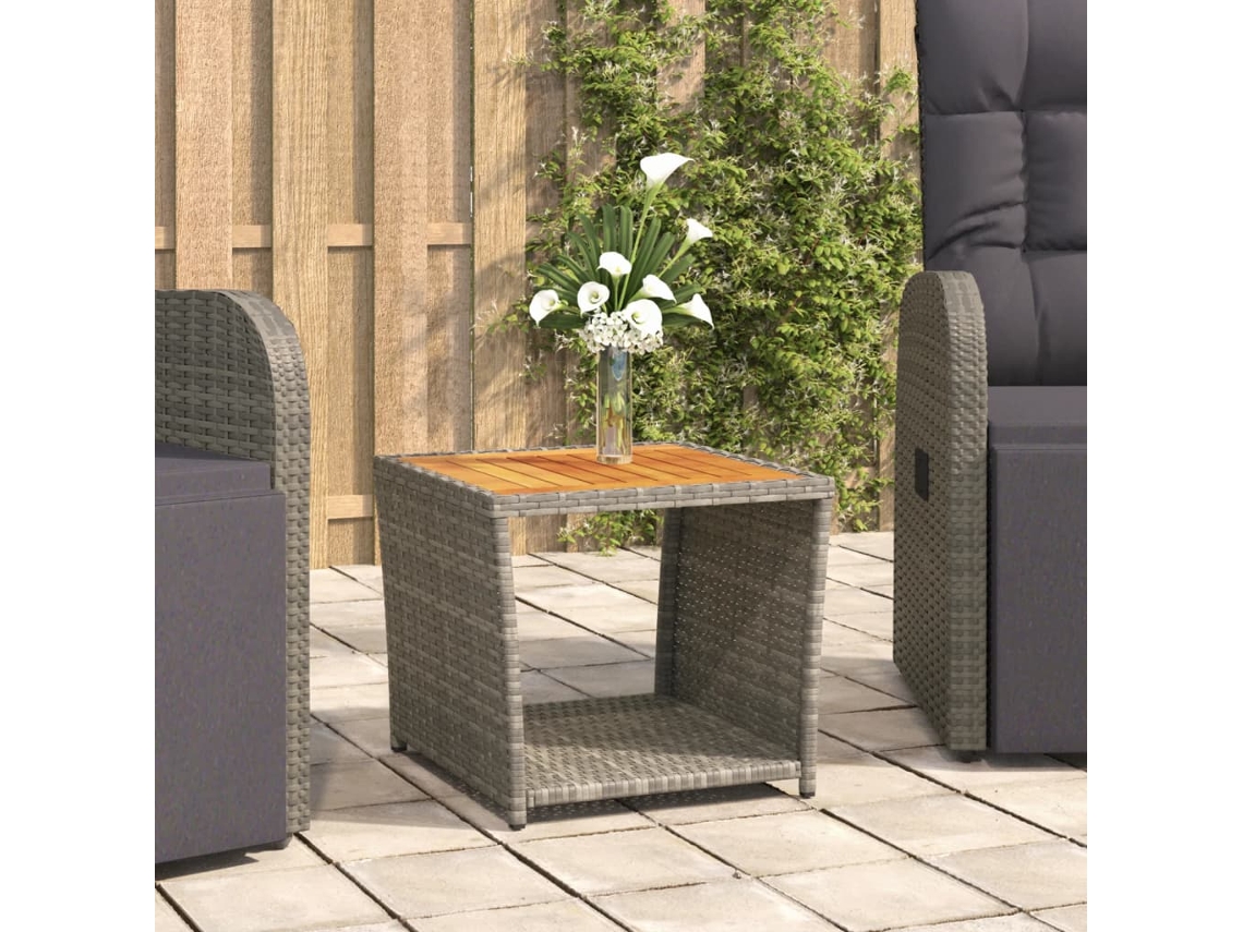 Mesa de centro con tablero de madera maciza de acacia, gris, DKD HOME DECOR