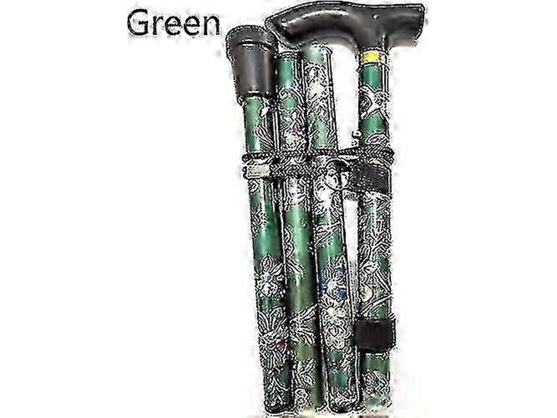Bastón plegable ajustable de aluminio con estampado floral, ideal para senderismo y acampada. Ayuda de movilidad duradera.