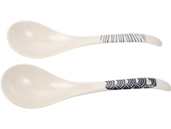 Juego De 2 Cucharas De Sopa De Cerámica Azul Decoradas, Con Mangos Largos, Para Arroz.