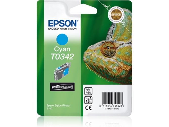 Cartucho de tinta original EPSON T0342, Camaleón 17 ml , Cian, C13T03424010