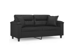 Maison Exclusive - Sofá De 2 Plazas Con Cojines Cuero Sintético Negro 140 Cm