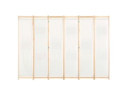 Biombo de 6 paneles, 240 x 170 x 4 cm, tela color crema, WSD670000, Adorable Home