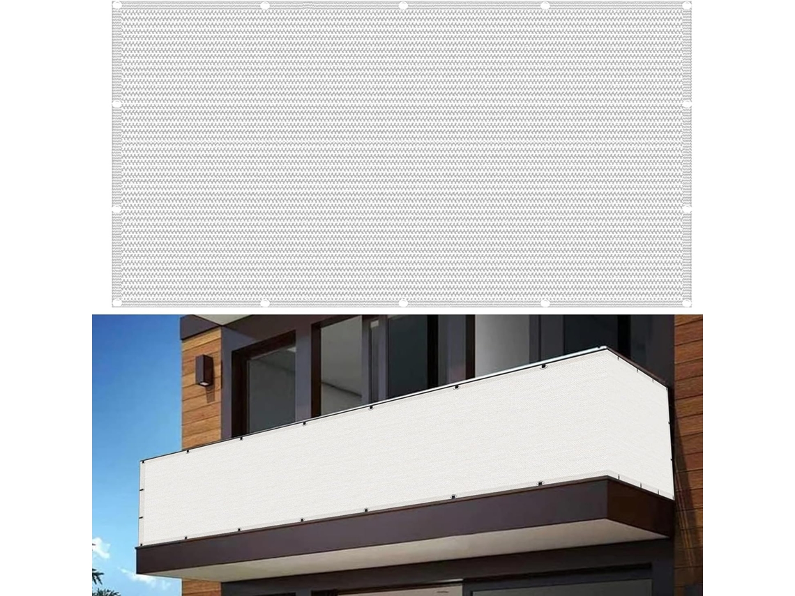 300 X 45 Cm, Mampara Privacidad, Hdpe, Transpirable, Color Blanco, Para Balcón