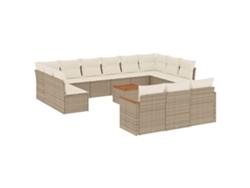 Maison Exclusive - 14 Pcs Conjunto De Sofás P/ Jardim Com Almofadões Vime Pe Bege