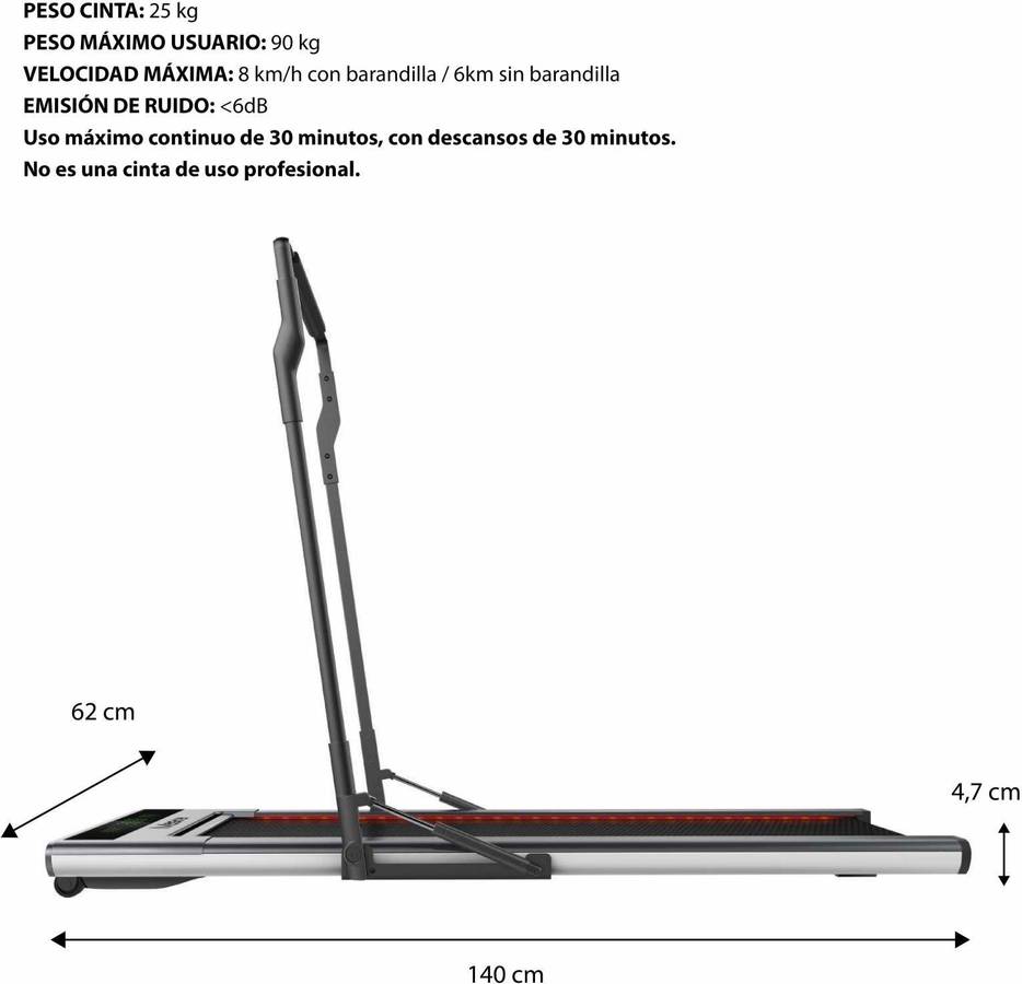 Maskhal Cinta De andar mini para casa silenciosa y ligera 25 kg diseño ultrafino 5 cm control velo 139.7x63.5x12.7