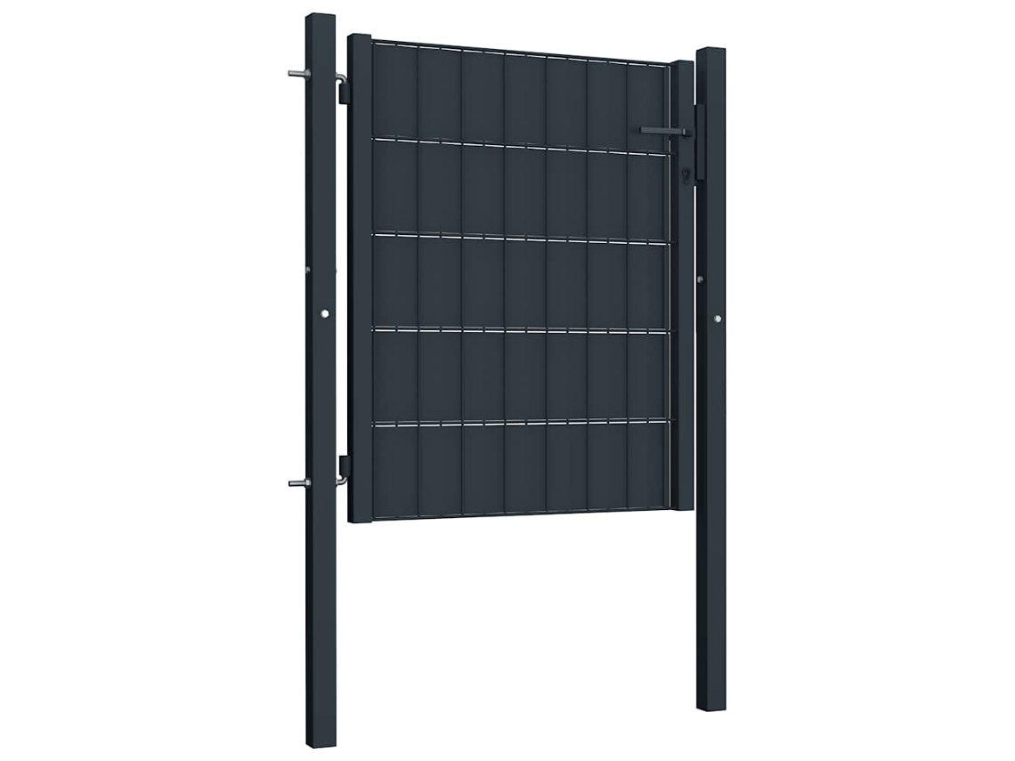 Maison Exclusive - Puerta De Valla De Pvc Y Acero 100 X 100 Cm Antracita