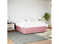Estructura Cama Sin Colchón Terciopelo Rosa 200x200 Cm