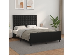 Estructura de cama sin colchón cuero sintético negro 140x200 cm