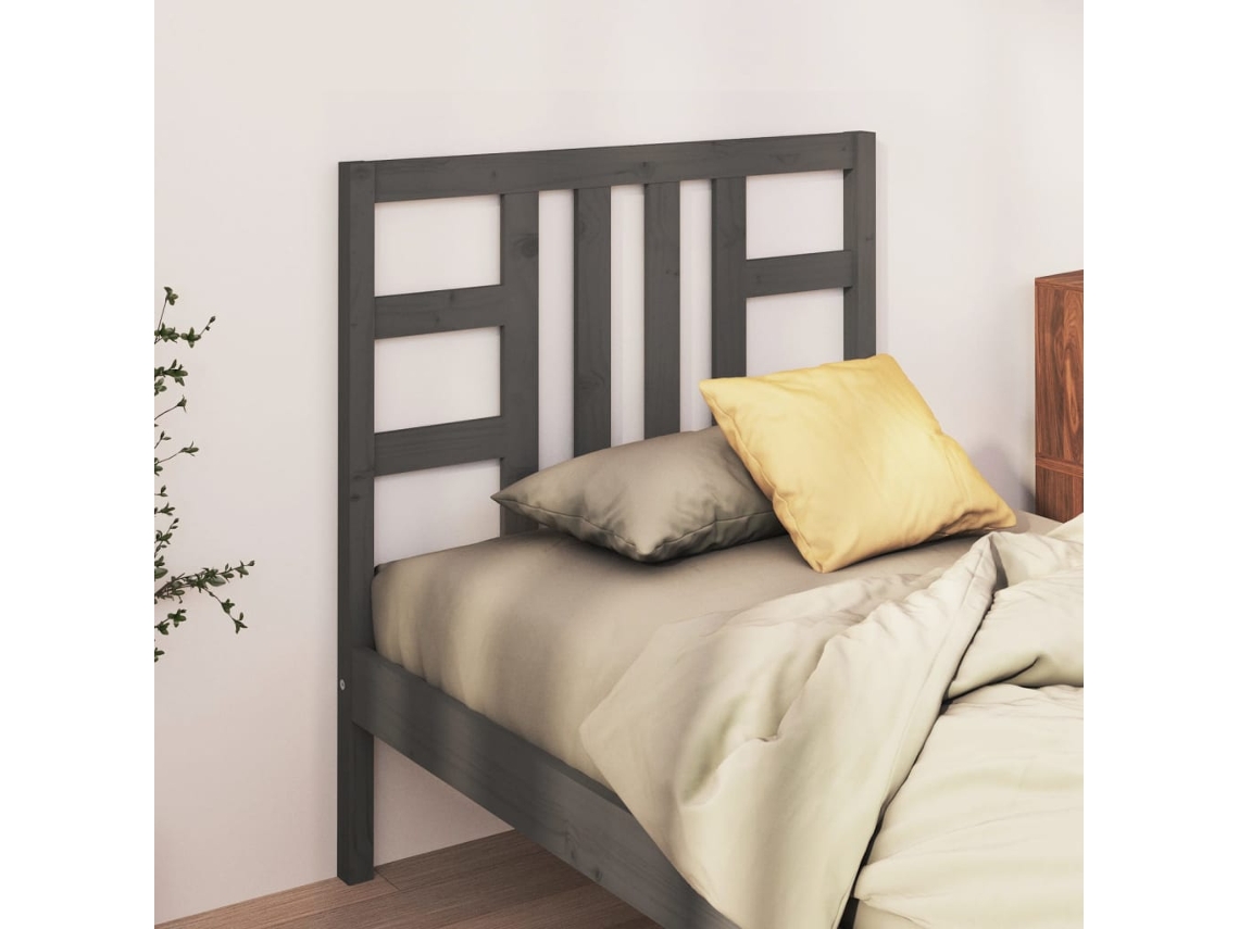 Cabecero De Cama Madera Maciza De Pino Gris 106x4x100 Cm