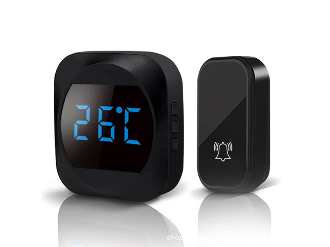 Timbre Inalámbrico Autoalimentado 492ft Rango Con Pantalla De Temp Para Apartamento