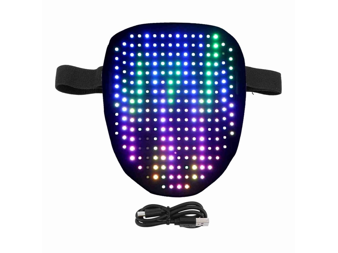 Cubierta Facial Led Luminosa Con Sensor De Gestos Recargable Para Cosplay Fiesta Festival