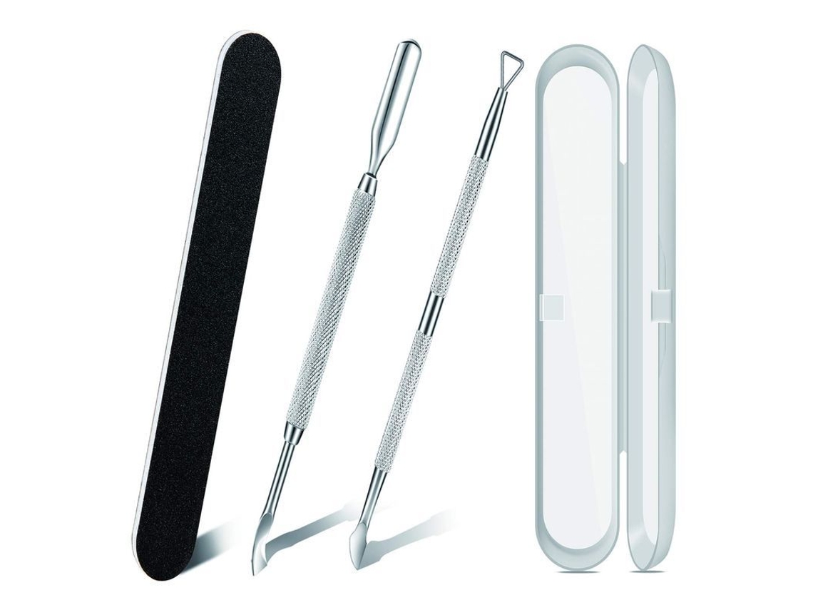 Kit Premium De Empujador De Cutículas Y Lima De Uñas En Acero Inoxidable, Herramientas Profesionales Para Manicura Y Pedicura.