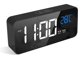 Reloj Despertador Digital, Pantalla Led De Temperatura, Negro