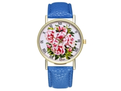 Reloj De Pulsera De Cuarzo Informal Para Mujer Con Correa De Piel Sintética Azul Marino.