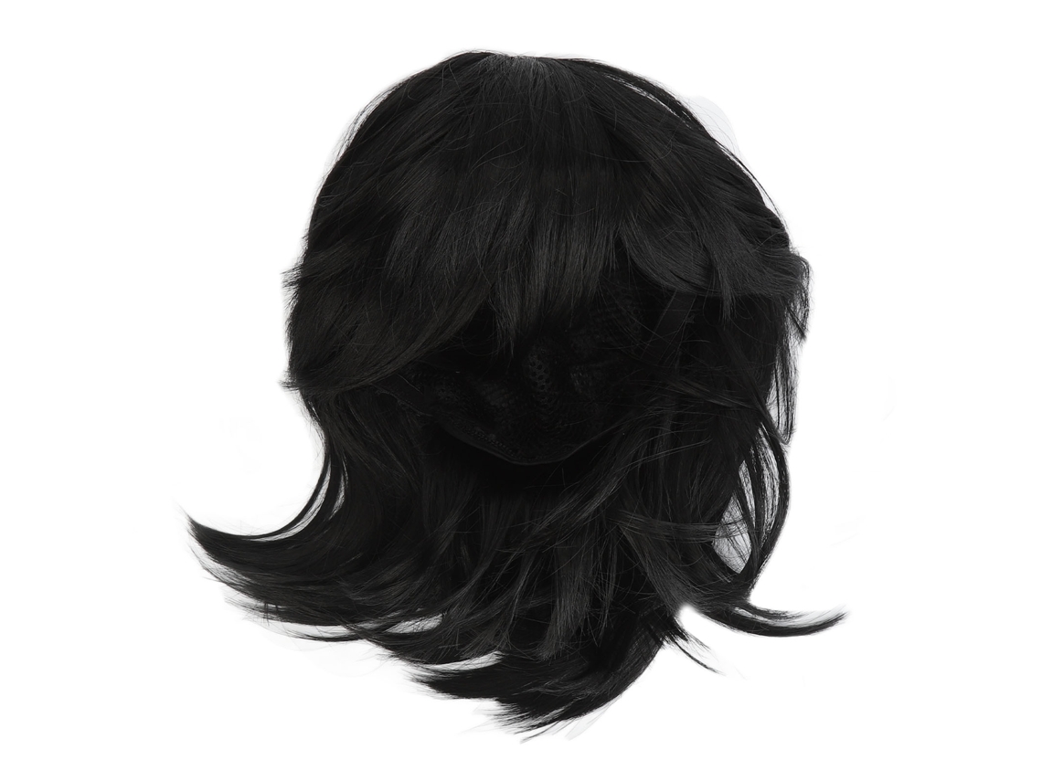 Peruca curta preta e volumosa de cabelo sintético para cosplay e fantasias masculinas (modelo 2026)