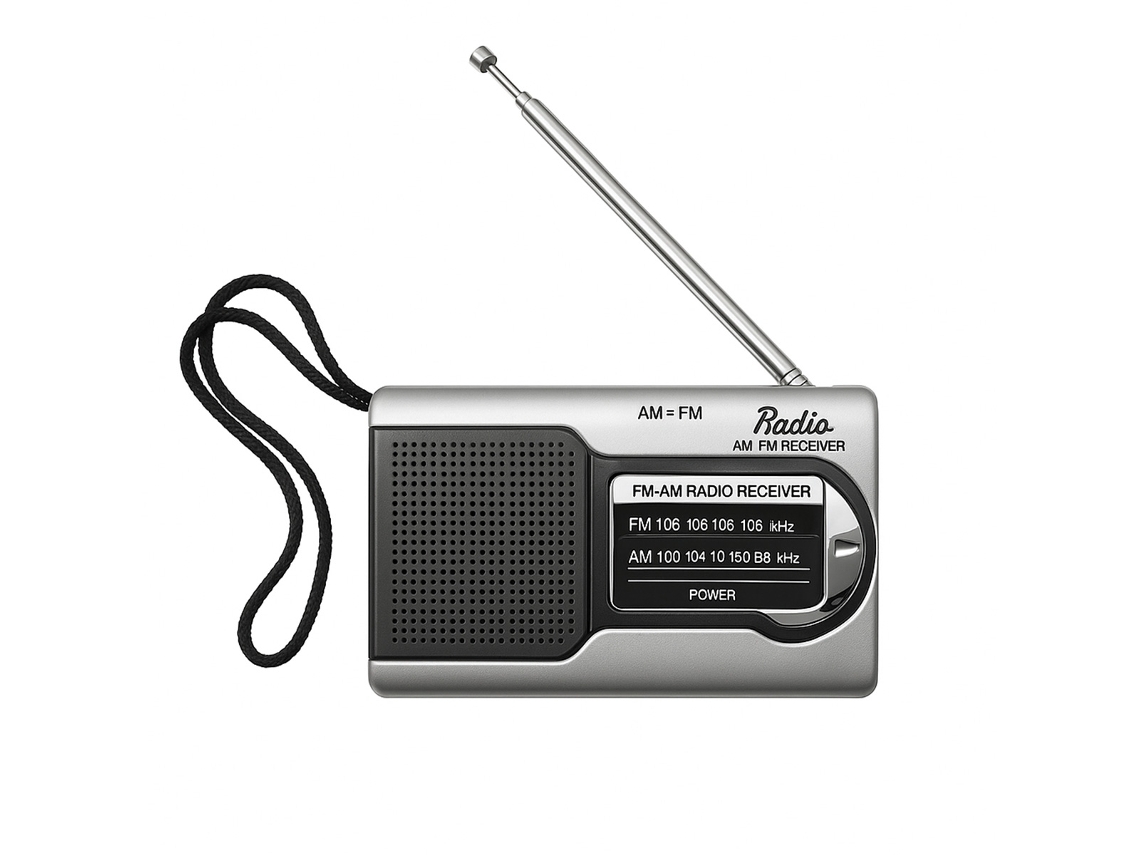 Radio portátil Klack AM/FM, altavoz incorporado y salida de audio: compacta y práctica