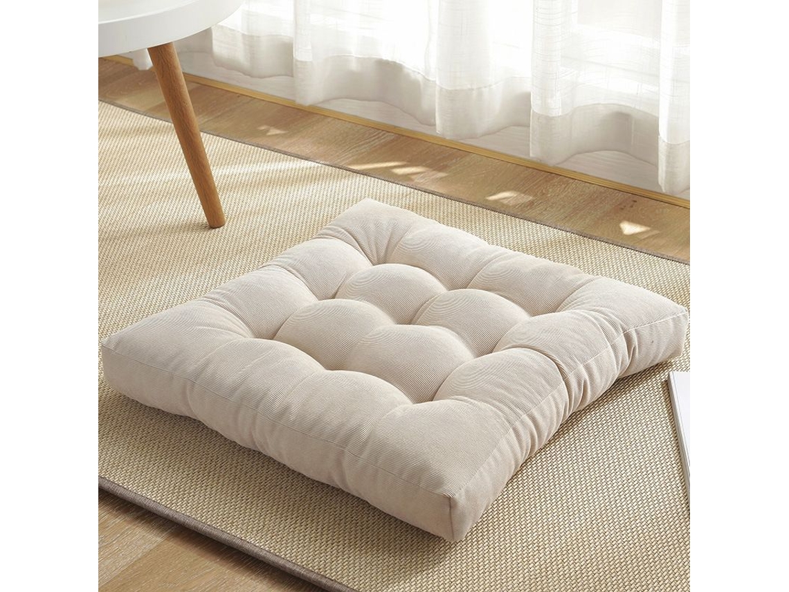 Rebe-almohada Cuadrada Para Suelo Meditación Yoga 20x20 Pulgadas Color Blanco Offwhite